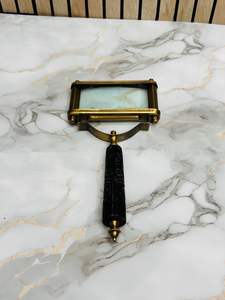 Brown Antique Brass Rectangular Magnifying Glass with Wooden Handle | <b>Vintage</b> <b>Desk</b> & Reading Magnifier - Product Image 6