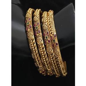 STUNNING SPARKLES Luminous Premium Quality Gold Plated Moissanite Two Set Openable Fashion Bangles for Women Wedding Wear - Product Image 1