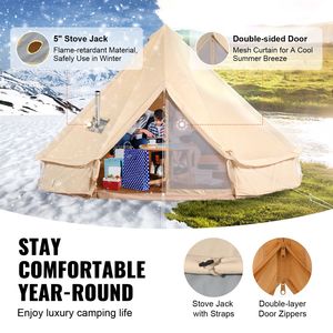 Tenda a Campana in Tela per 4 Stagioni, 3 M/9,8 Piedi, Yurt Traspirante con Foro per Stufa, Capacità 4 Persone (per 2 Persone) - Product Image 3