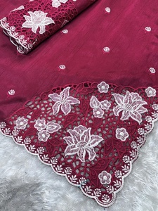 Sari de algodón Tusser con bordado de hilo y diseño calado, blusa a juego, elegante vestimenta tradicional para mujer, Tusser premium. - Product Image 6