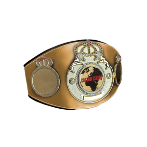 Cinturón de Campeonato Dorado Personalizable con Diseño de Corona y Globo, Cinturones Deportivos Grabables - Product Image 1