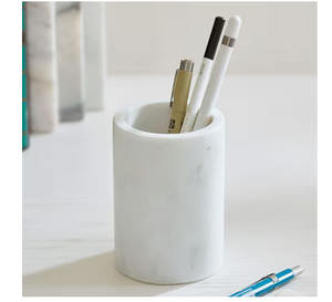 Made Newly Crafts <b>White</b> Stone <b>Pen</b> Holder High Quality Office School products Desktop organizer Crafts At Good Price - Product Image 1