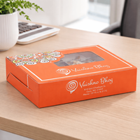 Boîte cadeau pour pâtisserie artisanale avec fenêtre transparente |   Boîte d'emballage en papier imprimé pour pâtisseries sucrées, biscuits et petits cadeaux