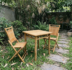 Chaises et table pliantes en bambou en gros – Ensemble de chaises de jardin en bambou de haute qualité – Décoration de mobilier bohème pour la maison et les complexes hôteliers - Product Image 2