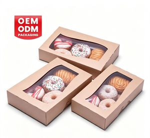 กล่องบรรจุภัณฑ์โดนัทแบบมีหน้าต่าง พิมพ์ลายตามสั่งสำหรับร้านเบเกอรี่ - Product Image 1
