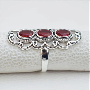 Designer Beautiful Red <b>Garnet</b> <b>Ring</b> Antique Style 925 Sterling <b>Silver</b> Gemstone <b>Ring</b> Handmade <b>Silver</b> Jewelry <b>Ring</b> For Her - Product Image 4