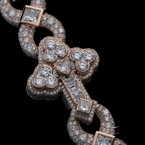 Best Selling Luxury Rose Gold Plated 18K Solid Gold Moissanite <b>Statement</b> <b>Necklace</b> Geometric Link Chain Party Jewelry Women's - Product Image 4