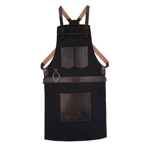 Premium Luxury <b>Canvas</b> Work Apron with Zipper Closure Adjustable Cross <b>Back</b> Chef BBQ Barber Carpenter Workshop Tool Gear LCA-0079 - Product Image 1