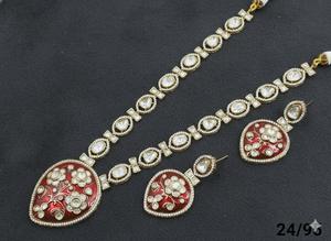 Conjunto de Collar Largo y Pendientes de Perlas Minakari Tradicionales Indios, Chapados en Oro, Elegantes y Modernos, para Mujeres y Niñas, para Bodas - Product Image 4