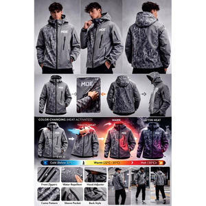 Fabricante de Ropa Personalizada, Chaqueta Impermeable con Capucha y Cierre de Cremallera, Diseño a Rayas o Sólido, Unisex - Product Image 4