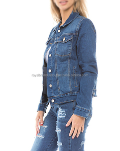 Biểu Tượng Tùy Chỉnh Jean Áo Khoác Rửa Rắn Màu Bạn Trai Người Đàn Ông Denim Áo Khoác Phụ Nữ Juniors Bạn Trai Cao Cấp Denim Áo Khoác Jean Áo Khoác - Product Image 3
