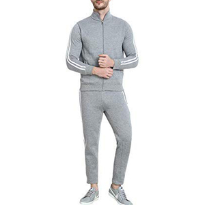 Men's Gray <b>Tracksuit</b> Full Zip Hoodie Pants Set Casual Sportswear Breathable Polyester Autumn Wear - Product Image 1
