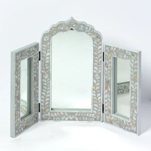 Modern Luxury Mother of Pearl Inlay Arabic Wall Mirror Frame Premium Decorative Accent for Stylish Home Interiors - Product Image 1
