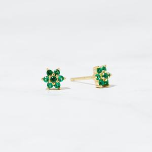 <b>Emerald</b> <b>Stud</b> Earrings 925 Sterling Silver 14K Gold Plated Dainty Small May Birthstone Earrings Gift For Her Women - Product Image 6
