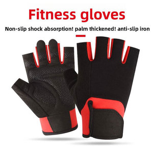 Gants de musculation demi-doigts unisexes pour la gym, antidérapants, respirants, avec support de poignet, noirs, fermeture auto-agrippante - Product Image 6