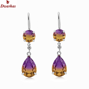 Trendy hot selling classic <b>earrings</b> 925 sterling silver ametrine gemstone tear drop <b>earrings</b> jewelry women - Product Image 2