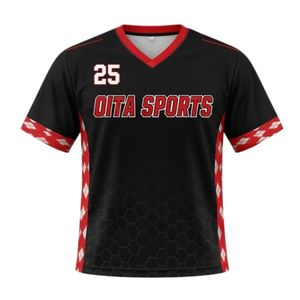 Maillot de lacrosse unisexe noir et rouge en polyester, coupe athlétique, léger, uniforme sportif, vêtements d'entraînement pour équipe - Product Image 1