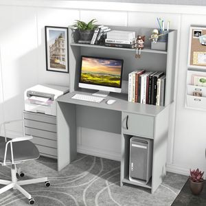 Scrivania per Computer da Casa e Ufficio con Ripiano Rialzato e 2 Mensole Aperte - Product Image 3