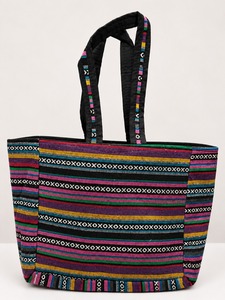 Lady's Embroidered Geometric Pattern Cotton <b>Canvas</b> Tote <b>Bag</b> Satin Lining Zipper Closure Shoulder Strap <b>Large</b> Capacity for Travel - Product Image 2