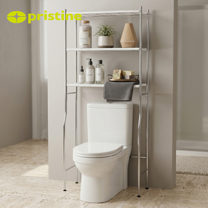 Chrome Over The Toilet 3 Tier Bathroom <b>Shelf</b> Freestanding Space Saving Storage Rack With Polished Finish - Product Image 4