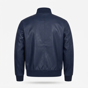 Chaqueta de Motero para Hombre de Cuero Genuino y Lona, Estilo Retro con Cuello Alto, Corte Holgado, Transpirable, Resistente al Viento, con Logotipo Bordado Personalizado - Product Image 4