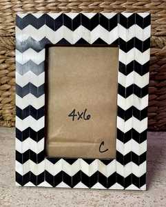 UNIVERSAL OVERSEAS Elegant Bone Inlay Modern <b>Black</b> & White Bone Table Top Bone Inlay Photo <b>Frame</b> Portable <b>Frame</b> By UO INDIA - Product Image 1