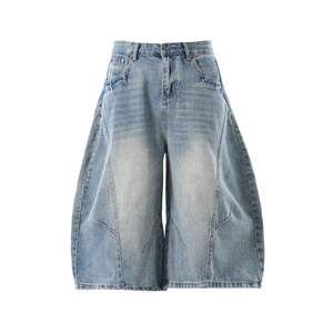 Shorts en jean personnalisés pour hommes, coupe décontractée, cinq poches, en denim extensible, vente en gros pour la distribution au détail - Product Image 1
