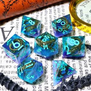 Offre Spéciale – Jeu de dés en résine à bords tranchants, motif rayé, couleur personnalisable, finition polie, pour jeux de rôle - Product Image 4