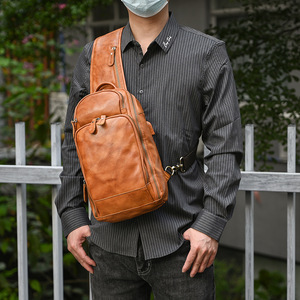 Bolso de Pecho de Cuero para Hombre, Bolso Bandolera Multifuncional, Bolso de Hombro de Piel de Vaca de Primera Capa 2025 - Product Image 5