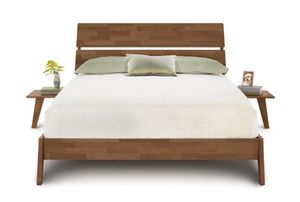 Lit plateforme moderne en bois d'acacia massif avec tête de lit à fentes |   Fabricant de lits king-size et queen-size en bois de teck et mangue naturels - Product Image 2