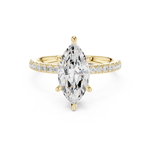 Anillo de compromiso de oro amarillo con diamante ovalado cultivado en laboratorio, diseño retorcido, pavé y solitario, para boda - Product Image 1