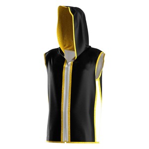 Nouvel ensemble d'entraînement de boxe sans manches couleur unie en satin : Gilet, veste à capuche et short – Conception polyvalente en tissu unisexe pour l'été - Product Image 3