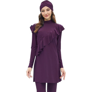 Traje de Baño Musulmán Premium, Ropa de Playa para Mujer, Modesto, de Lujo, con Logotipo Personalizado, Estampado Frontal, Talla Grande, Burkini Islámico - Product Image 3