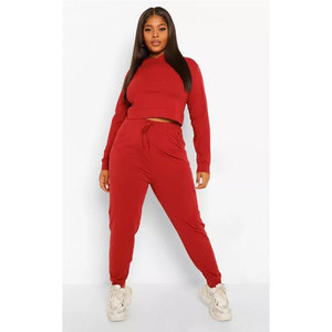 Ensemble de survêtement tendance pour femme : sweat à capuche court et pantalon de jogging en molleton de coton épais, style streetwear décontracté - Product Image 5