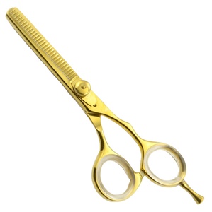 Profesional 5,5 \ "Peluquería Herramientas de corte Hecho a mano Oro Plasma Tijeras para el cabello Maquinilla de afeitar Adelgazamiento afilado Acero romo - Product Image 1