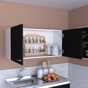 DEPOT E SHOP Salento Armadietto a Muro a Doppia Anta in Carbonio Espresso/Bianco con Due Ripiani, Elegante Soluzione di Archiviazione a Parete - Product Image 4