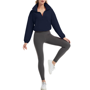 Quarter Zip Workout Pullover for Women Sweatshirt for <b>Night</b> Running Athletic Top Long Sleeve Gym Sweatshirt with Zipper - Product Image 6