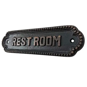 Letrero de Latón para Puerta de Baño, Acabado Bronce Envejecido, Elegante Placa para Baño o Aseo, para Hogar u Oficina - Product Image 3