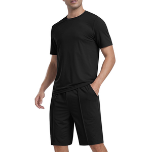 Ensemble de survêtement court respirant pour l'été, idéal pour l'entraînement et le fitness, de haute qualité, séchage rapide, pour homme (short et t-shirt) - Product Image 5