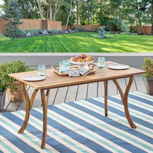 Mesa de Comedor Rectangular para Exteriores de 59 Pulgadas, Construcción de Madera para un Uso Duradero - Product Image 1