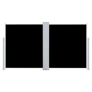 Auvent latéral en tissu noir avec cadre gris, en polyester et acier thermolaqué - Product Image 2