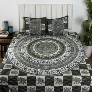 Top Selling Elephant Printed Soft Cotton <b>Bedding</b> Double Bed Flat <b>Bedding</b> 2 Pillow Covers <b>Hotel</b> & Home <b>Style</b> Wholesale Price - Product Image 2
