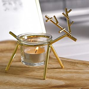 Hind Craft Living Handmade Brass <b>Purple</b> Tree <b>Christmas</b> Reindeer Tealight Holder Gold Reindeer Candle Holders for Festive Home - Product Image 5