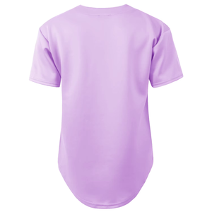 Maillot de baseball violet personnalisé unisexe en mesh respirant à boutons, vêtement de sport pour adulte à manches courtes et col en V - Product Image 4