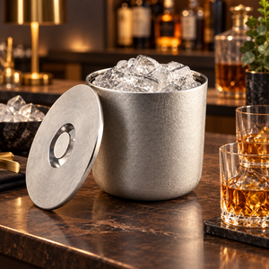 Seau à glace de luxe en acier inoxydable avec couvercle, réutilisable, écologique, antidérapant, accessoire de bar, conteneur à glaçons en métal Alabanza - Product Image 3