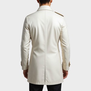 White <b>Leather</b> Trench Coat Men's Double-Breasted Overcoat <b>Leather</b> <b>Long</b> <b>Jacket</b> Streetwear Outerwear - Product Image 2