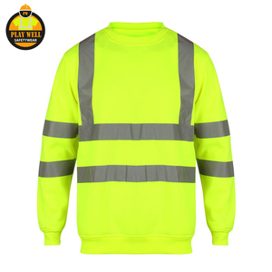 OEM Polyester Embroidery Logo Long Sleeve Construction Reflective Strip Sweatshirt Safety Fluorescent Oversized Sweatshirt - Product Image 5