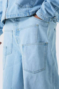 Jean unisexe vintage élégant en denim de haute qualité, coupe ample, taille haute, délavé clair, jambe droite, respirant, idéal pour l'été - Product Image 2