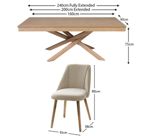 Ensemble de table à manger moderne en teck massif avec chaises rembourrées et design à base croisée pour salle à manger, maison, villa, restaurant - Product Image 6