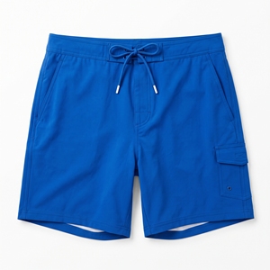 <b>Men's</b> Solid Blue Quick-Dry Breathable Casual <b>Woven</b> Swim Beach <b>Shorts</b> with Drawstring Waist and Pockets - Product Image 1